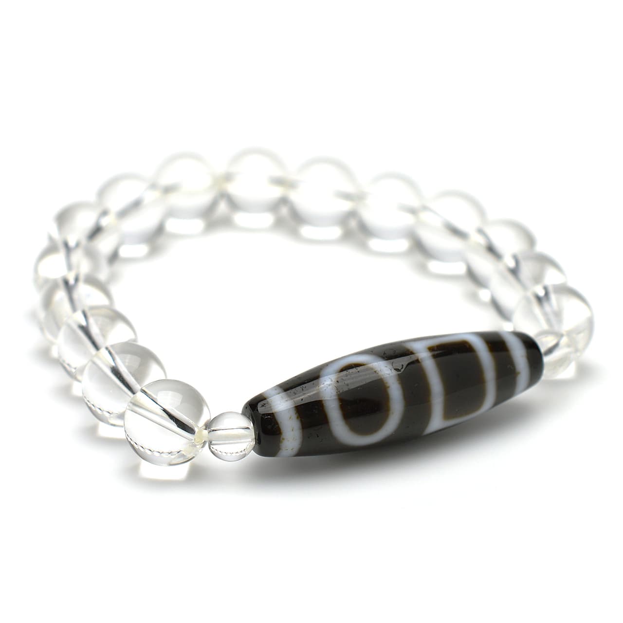 双天地天珠・水晶 - 10mm玉、サイズ15、17cm | 天然石ブレスレットのご