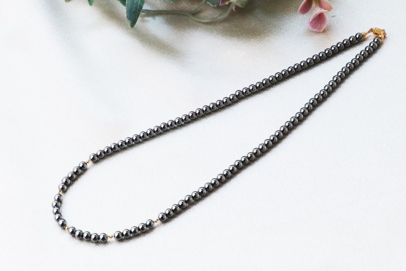 ネックレス テラヘルツ ラウンドカット 18金 金具ゴールド マグネット