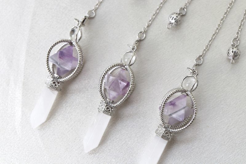 ペンデュラム アメジスト 水晶 マカバスター入り 振り子 ダウジング