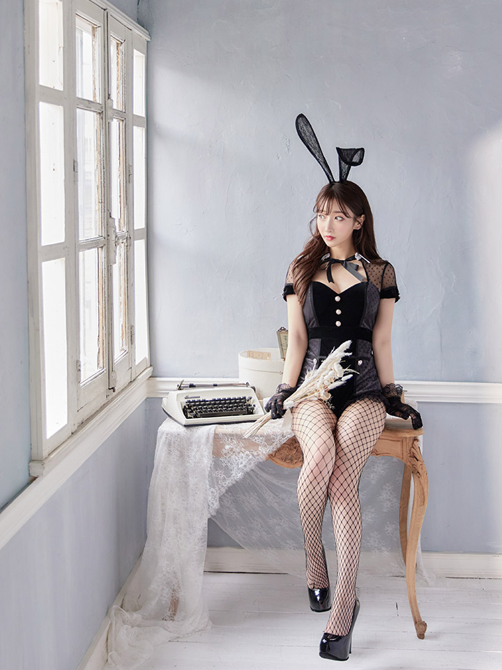 即日発送】ブラックドットレースバニーコスプレ【sugar nineハロウィン