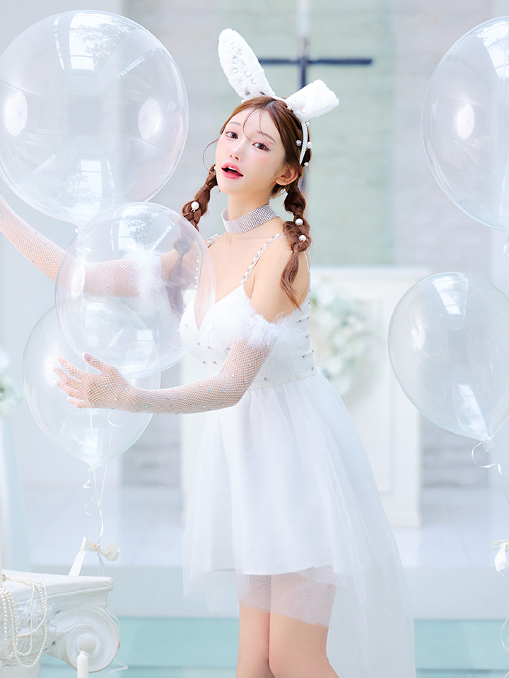 ハロウィン】 バニービジューフレアワンピース 【コスプレ5点セット