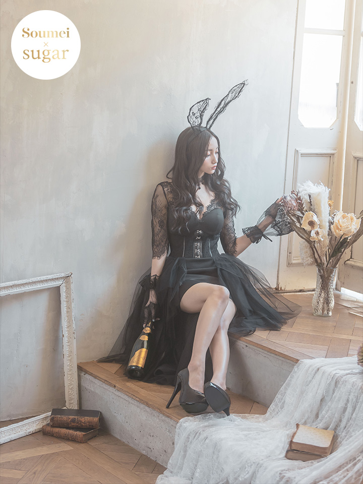 即日発送】ブラックバニーコスプレセット/ショートインロング【sugar