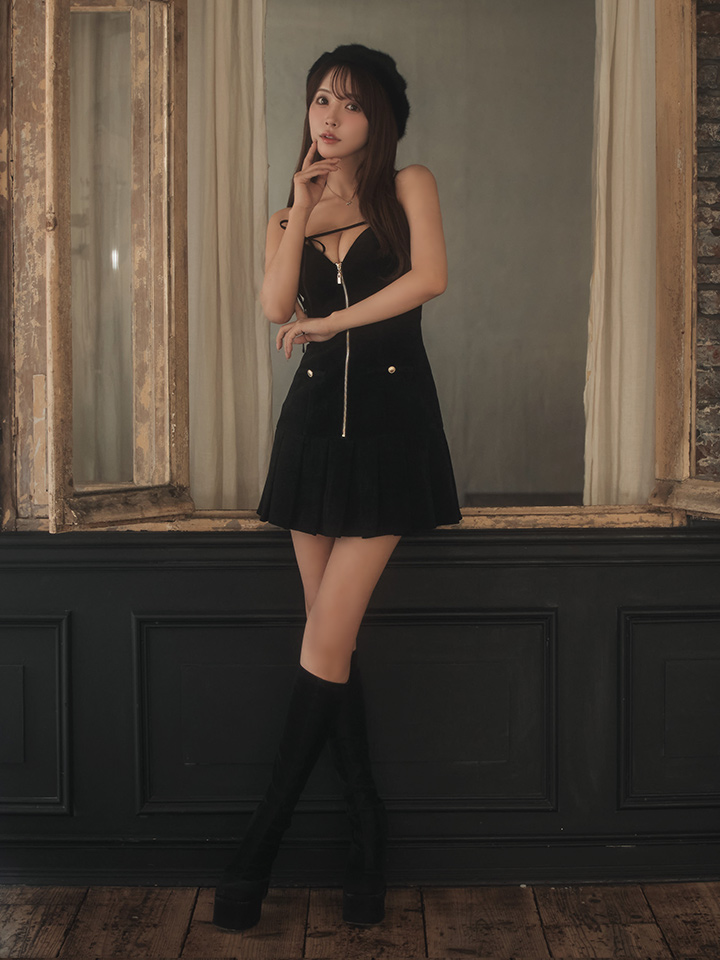 XSサイズあり【Glossy/グロッシー】バストリボン/ ラメツイード