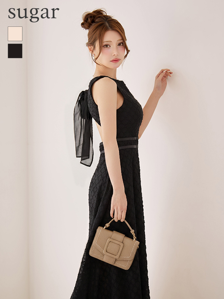 VELIQUE/ヴェリーク】バイカラー/ バックリボン/ ノースリーブ/ シアー