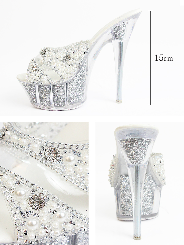 ANGEL R/エンジェルアール】15cmヒール/ダブルビジュー/ ラメ入り