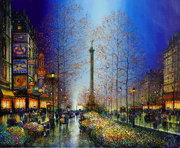 ギィ・デサップ作品紹介｜ パリ、バスティーユ広場、青い夜（20号