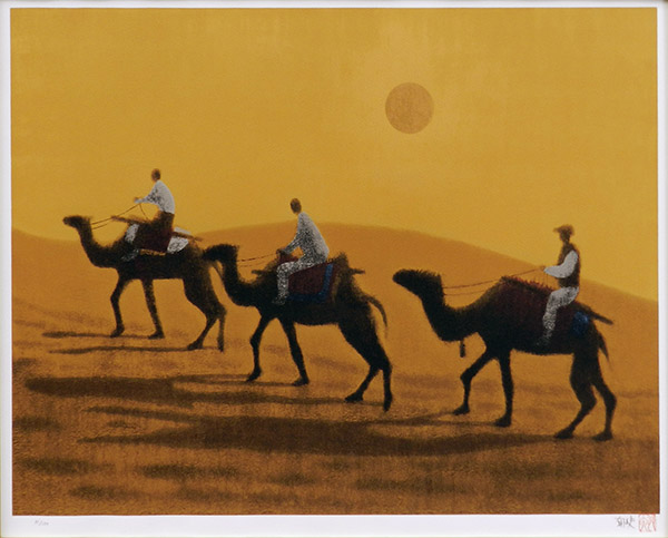 朝陽砂漠－らくだ行 - アート・絵画の販売、買取なら銀座のアート
