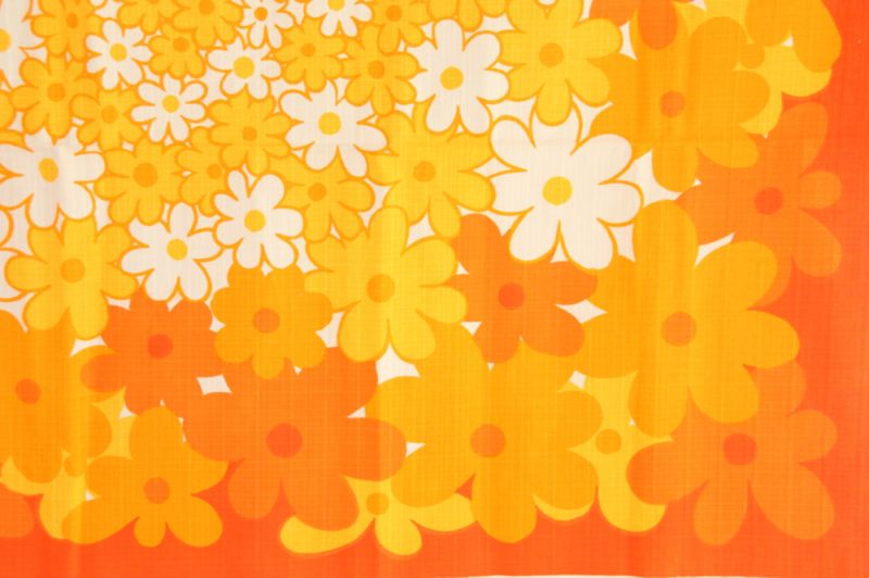 北欧ヴィンテージファブリック スウェーデン オレンジ花柄 テーブルクロス
