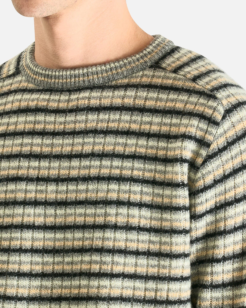 Shetland Wool Cashmere Rib Knit Pullover in Gray Stripe – SVRN