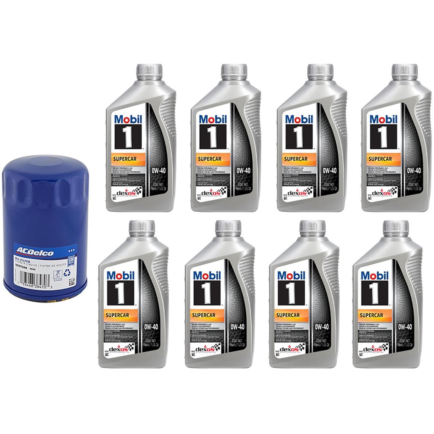 Mobil 1 0W40 Dexos R 8 Quart Oil/AC Delco PF63 Filter Change Kit