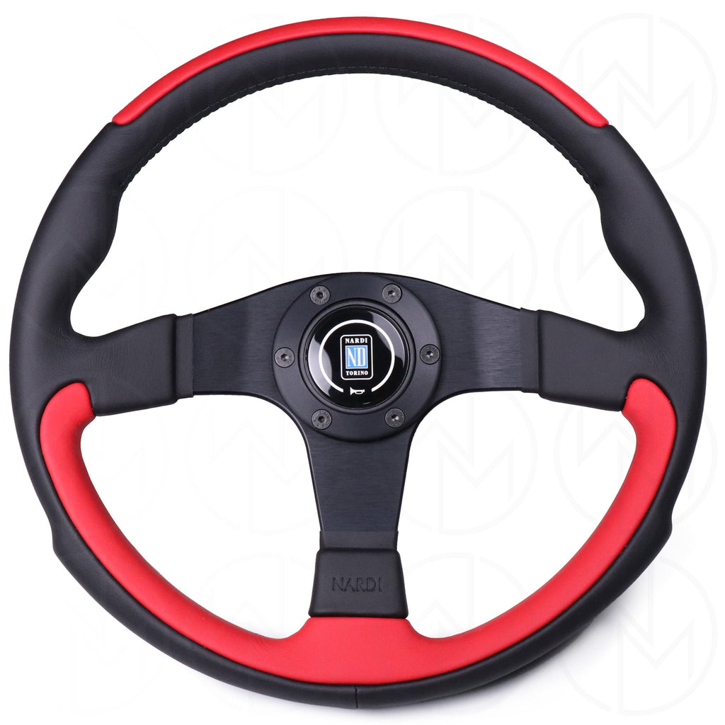 Nardi Leader Steering Wheel - 350mm Combo Black & Red Leather w