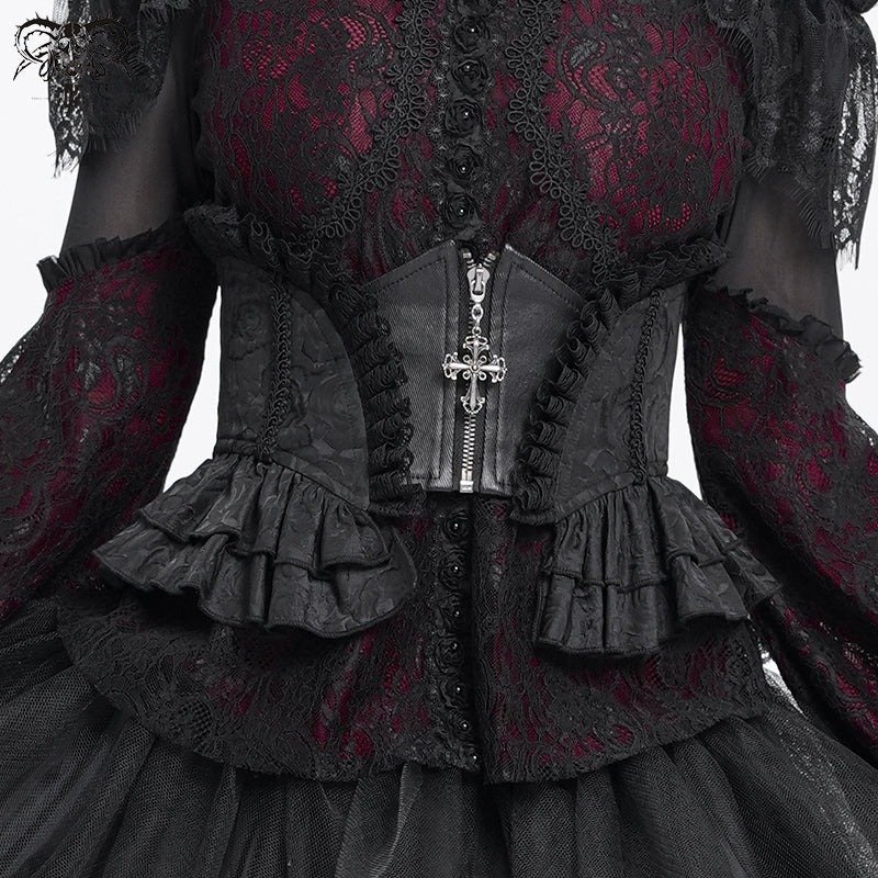 Gothic rose zipper jacquard corset / コルセットベルト【Devil