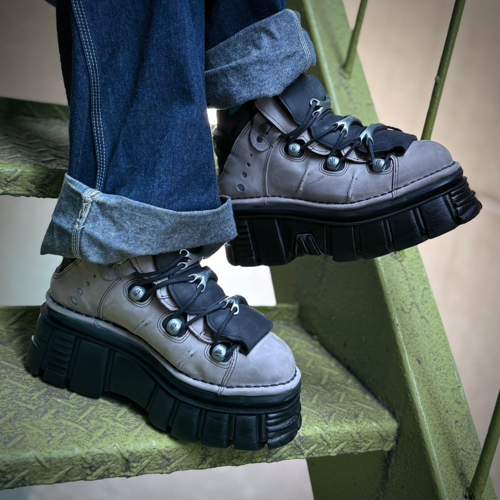 ⭐即納⭐M-106-C96 / グレー / 厚底スニーカー / 本革【NEW ROCK