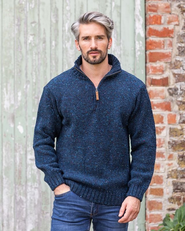 Donegal Wool Half Zip Sweater - Graphite
