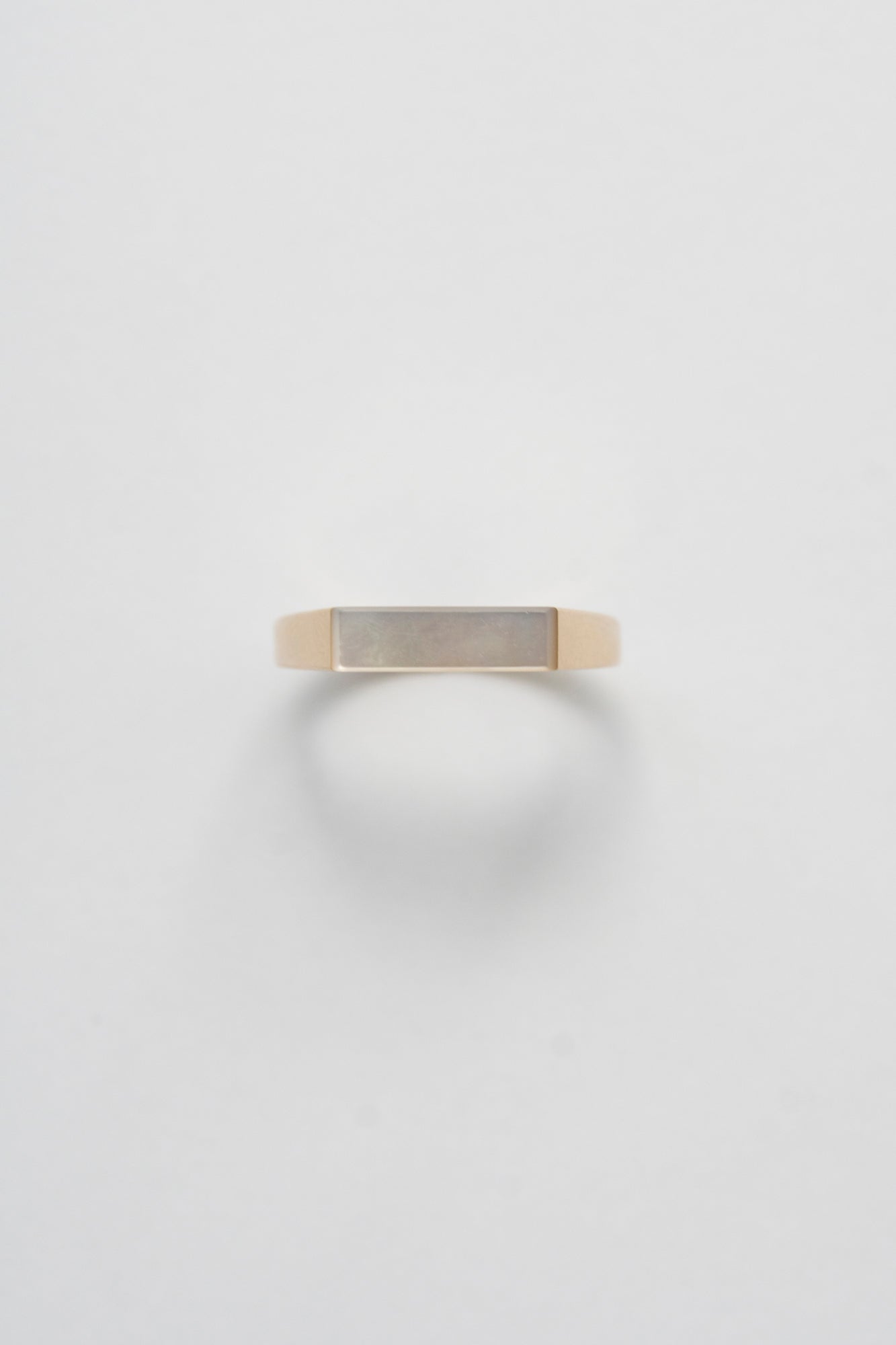 simmon 10K & NARROW SHELL SIGNET RING CUT シモン 白蝶貝シグネット