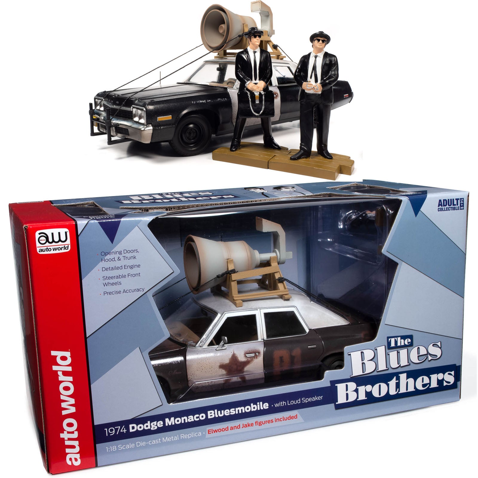 Auto World The Blues Brothers 1974 Dodge Monaco Bluesmobile 1/18