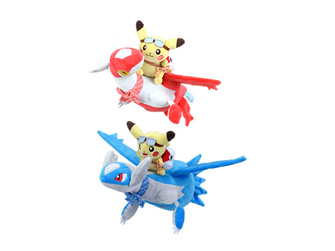 ラティアスとラティオスに乗って旅をするピカチュウのグッズが