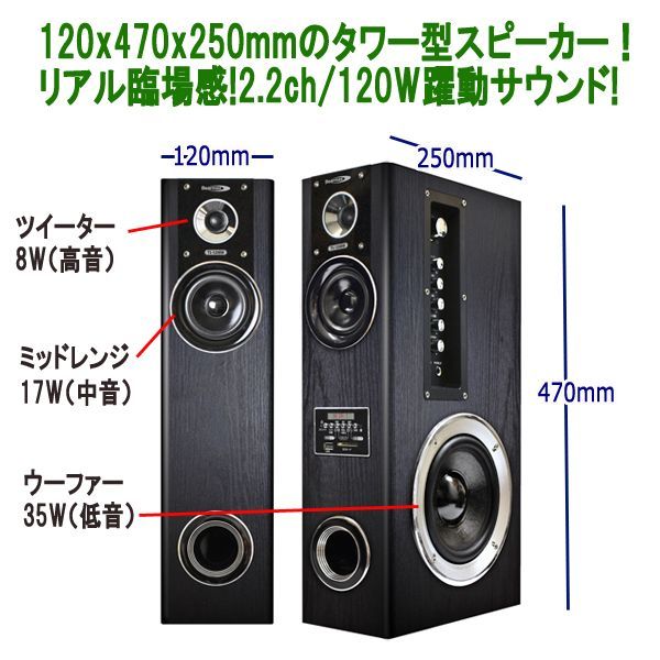Vabel［ヴァベル］2.2ch重低音アンプ内蔵スピーカーシステム120WKEM-TS