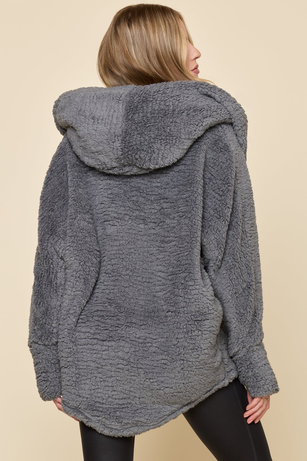 Faux Sherpa Cocoon Coat - Cool Grey – POPFLEX®