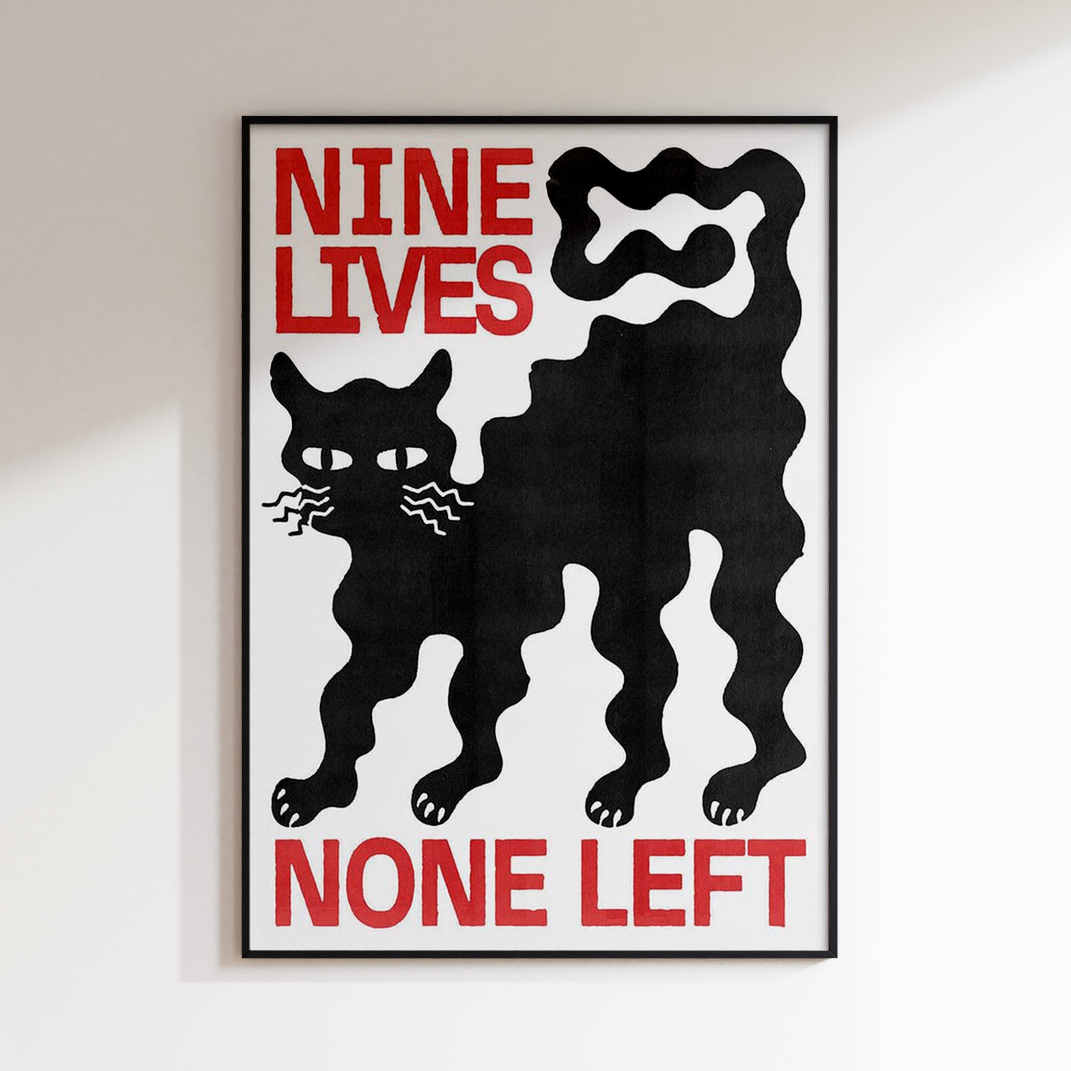 Nine Lives None Left - Contemporary Retro Cat Art Poster- Explore