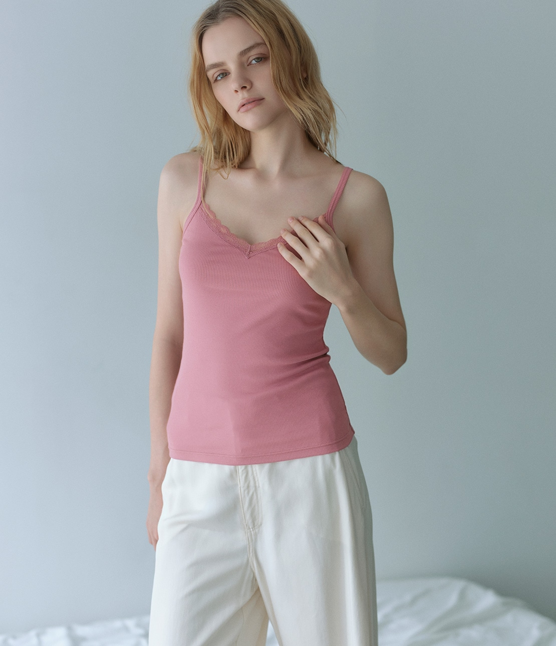 コットンミックスリブキャミソール(S ローズピンク): PEACH JOHN