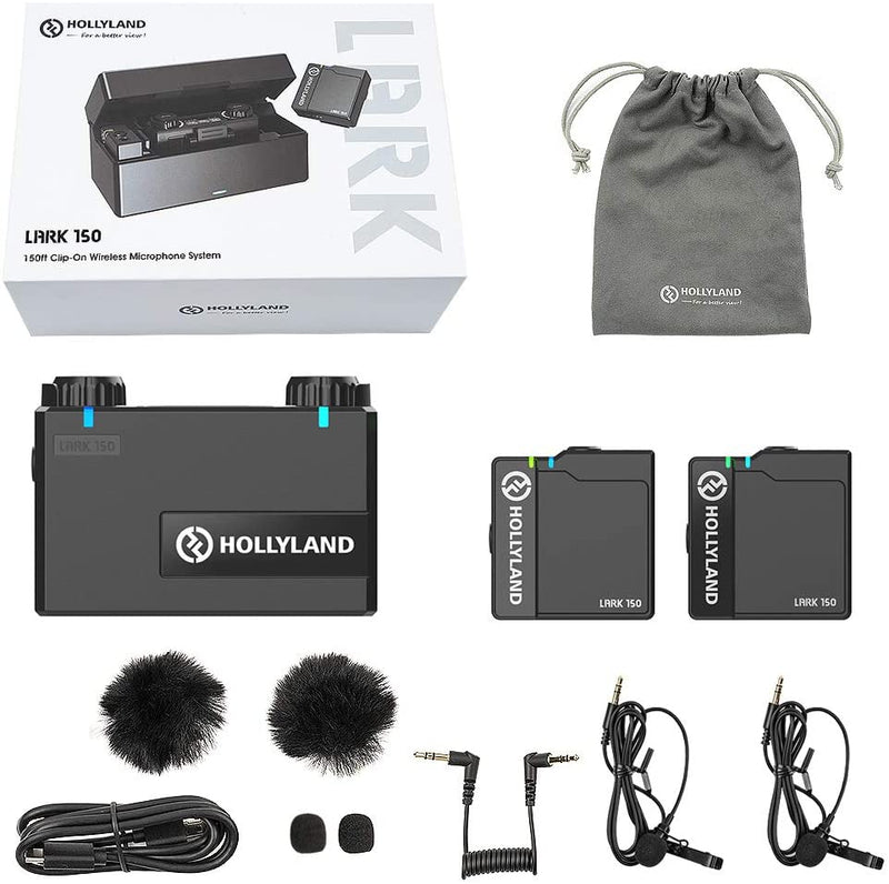 Hollyland Lark 150 Clip-On Wireless Microphone System (RX+TX+TX