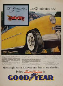 1953 Ad Goodyear DeLuxe Super Cushion Auto Tires SET 3 - ORIGINAL