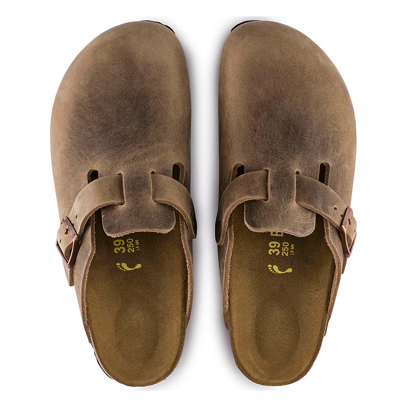 Birkenstock Boston Oiled Leather Slip On Shoes in Tobacco