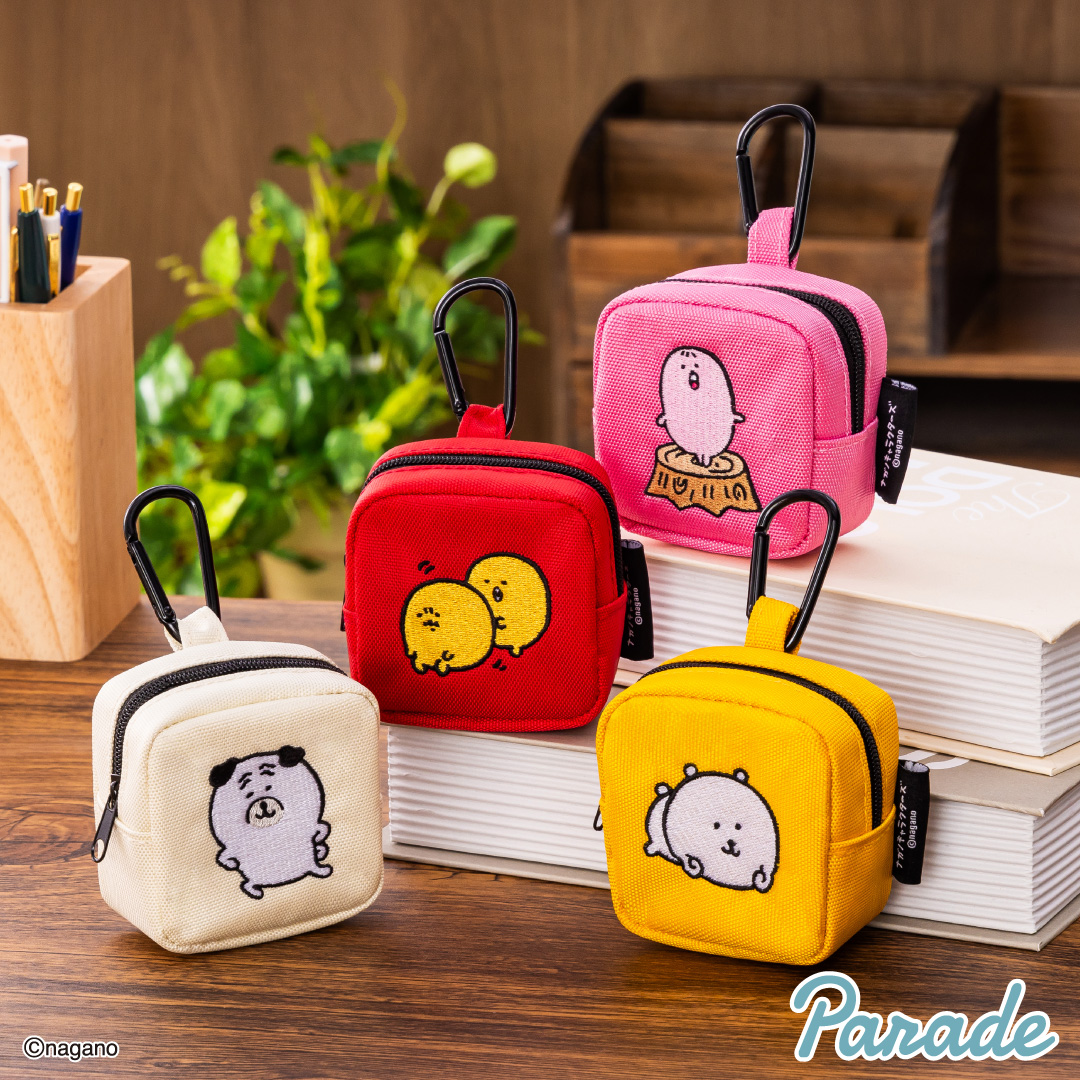 ナガノキャラクターズ カラビナつき刺繍スクエアミニポーチ | 商品紹介