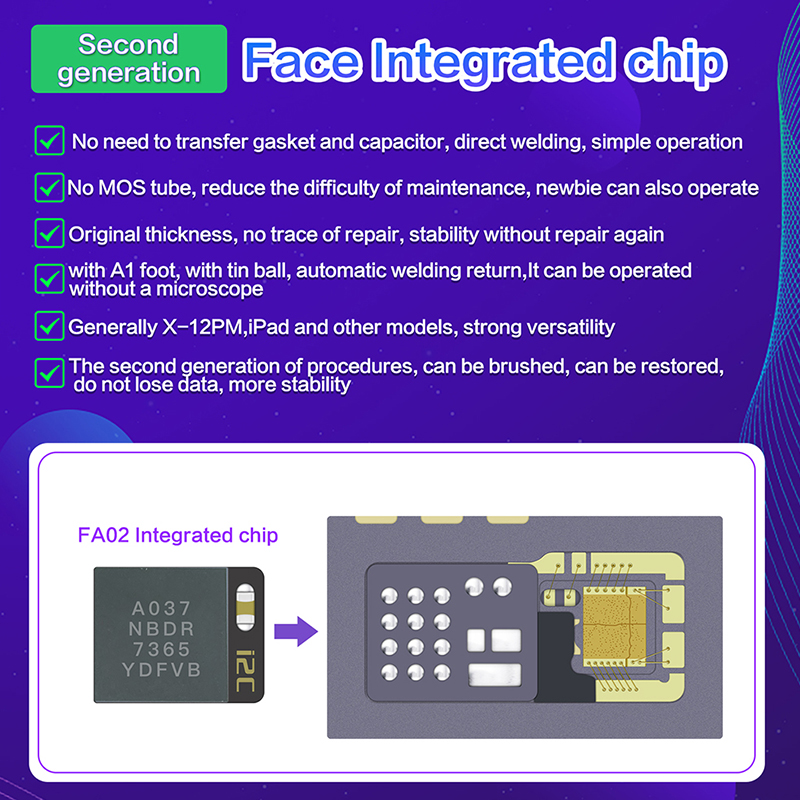 12C A037 Dot Matrix IC Chip For iPhone X-12 Pro Max iPad Pro 3 4