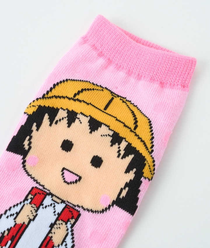ちびまる子ちゃん】（1足物）フロント柄ソックス(23～25㎝ ピンク