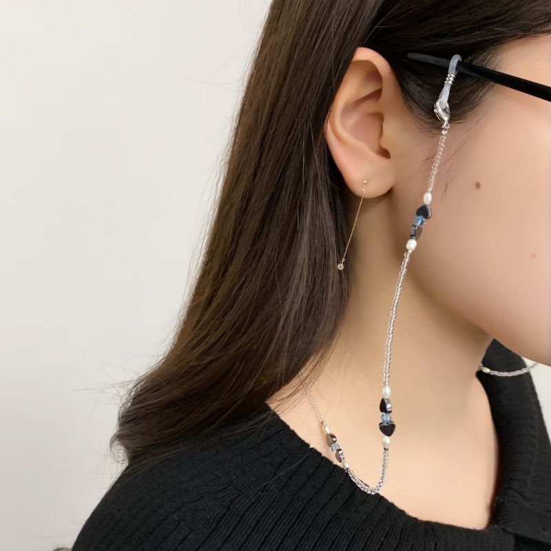 パールメガネチェーン 淡水真珠 ハート ヘマタイト スワロフスキー