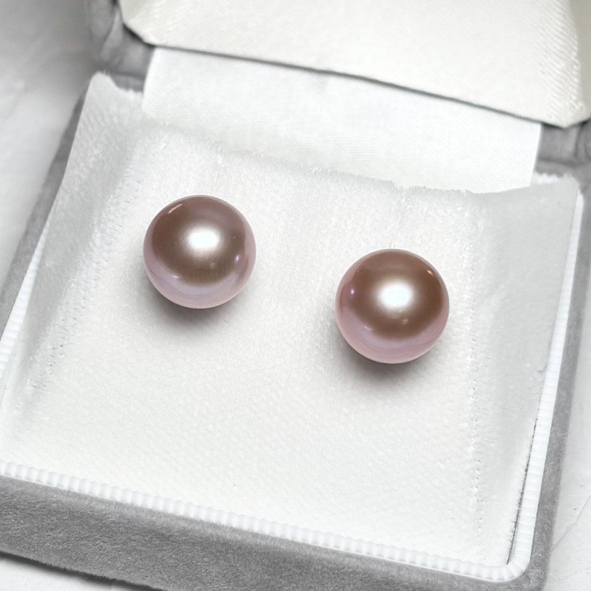 淡水真珠 パールピアス 10-11mm ピンクパープル オフラウンド PT900