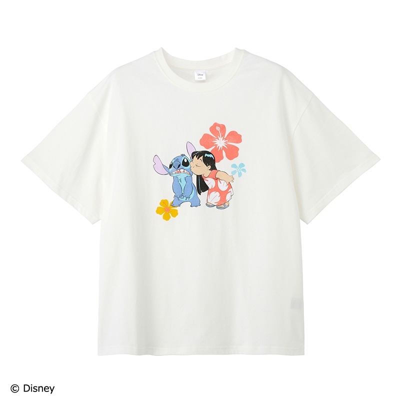 Disney（ディズニー）/ スティッチ Tシャツ オフホワイト (ビッグ