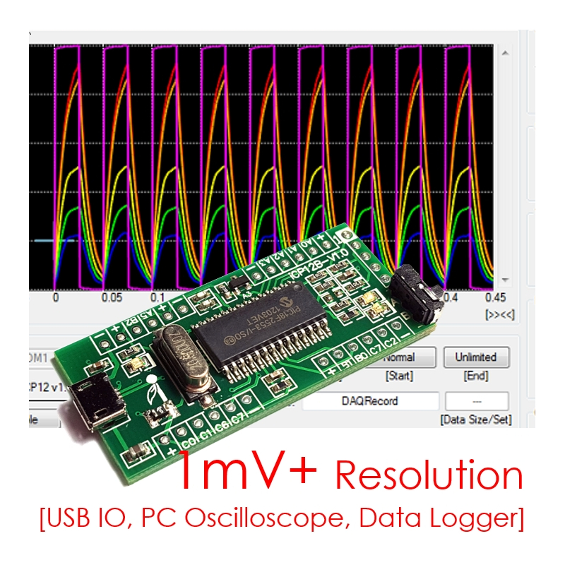 iCP12B (1mV+) - usbStick (Micro USB DAQ, PC Oscilloscope, Data