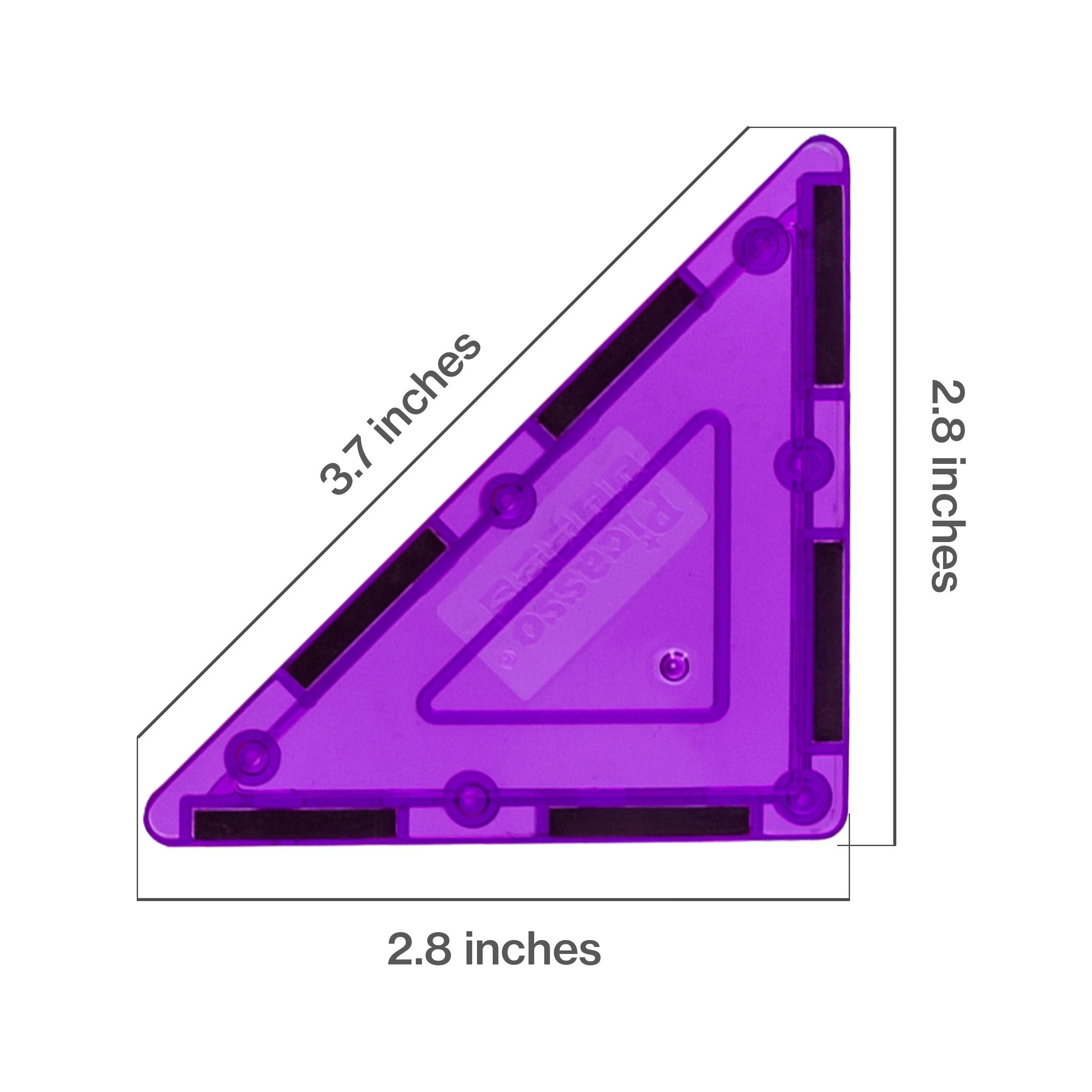 PicassoTiles 4 Piece Purple Right Triangle Magnetic Tiles
