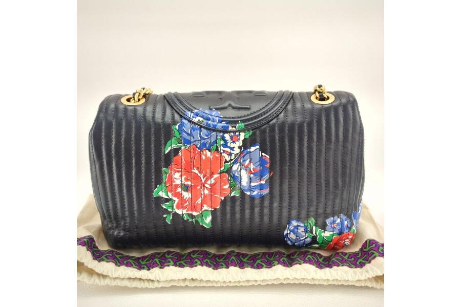 TORYBURCH トリーバーチ チェーンショルダーバッグ ネイビー/花柄
