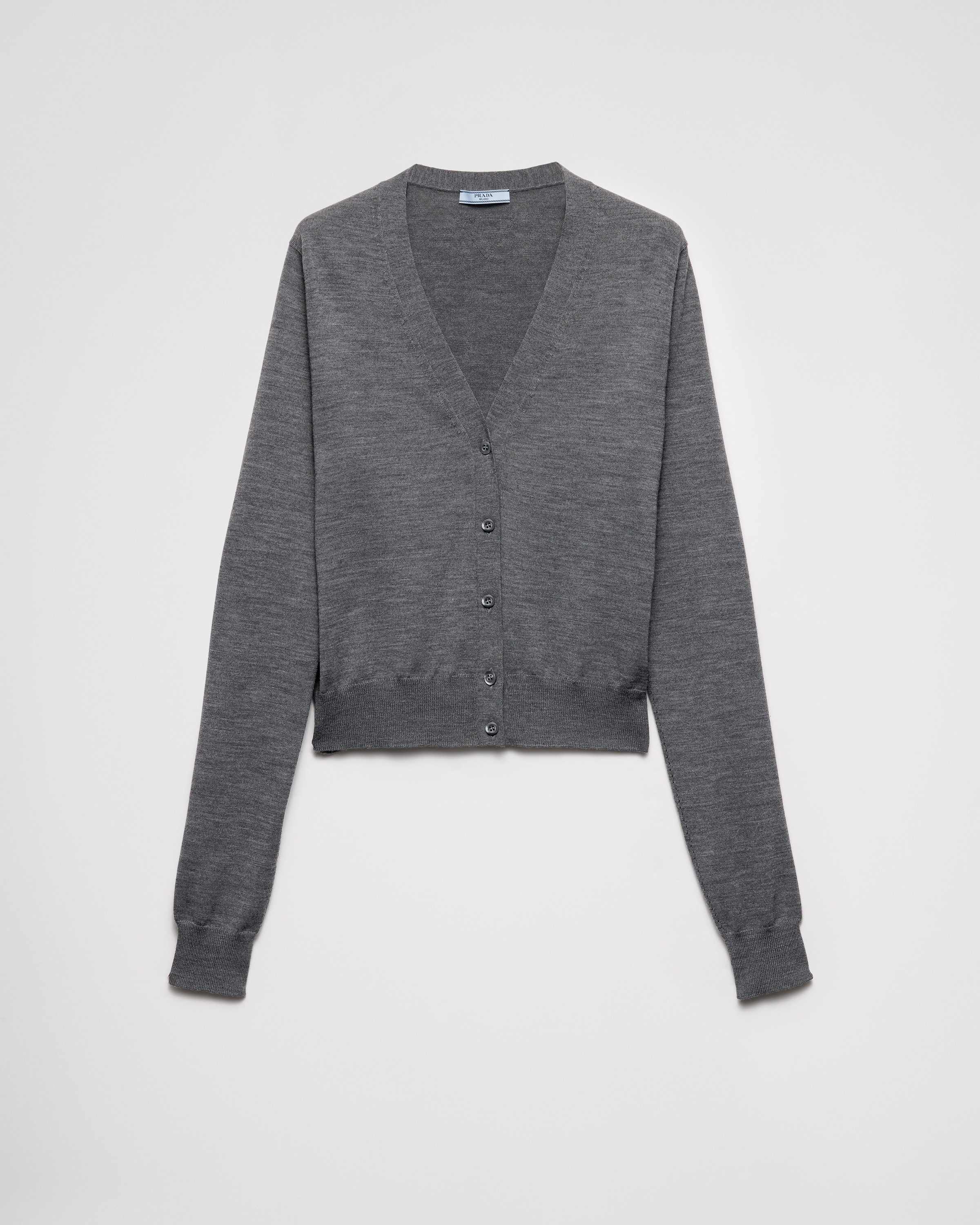 Slate Gray Wool Cardigan | PRADA