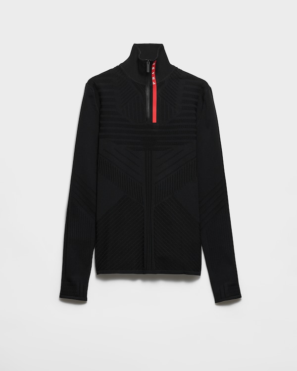 Black Technical Knit Turtleneck | PRADA