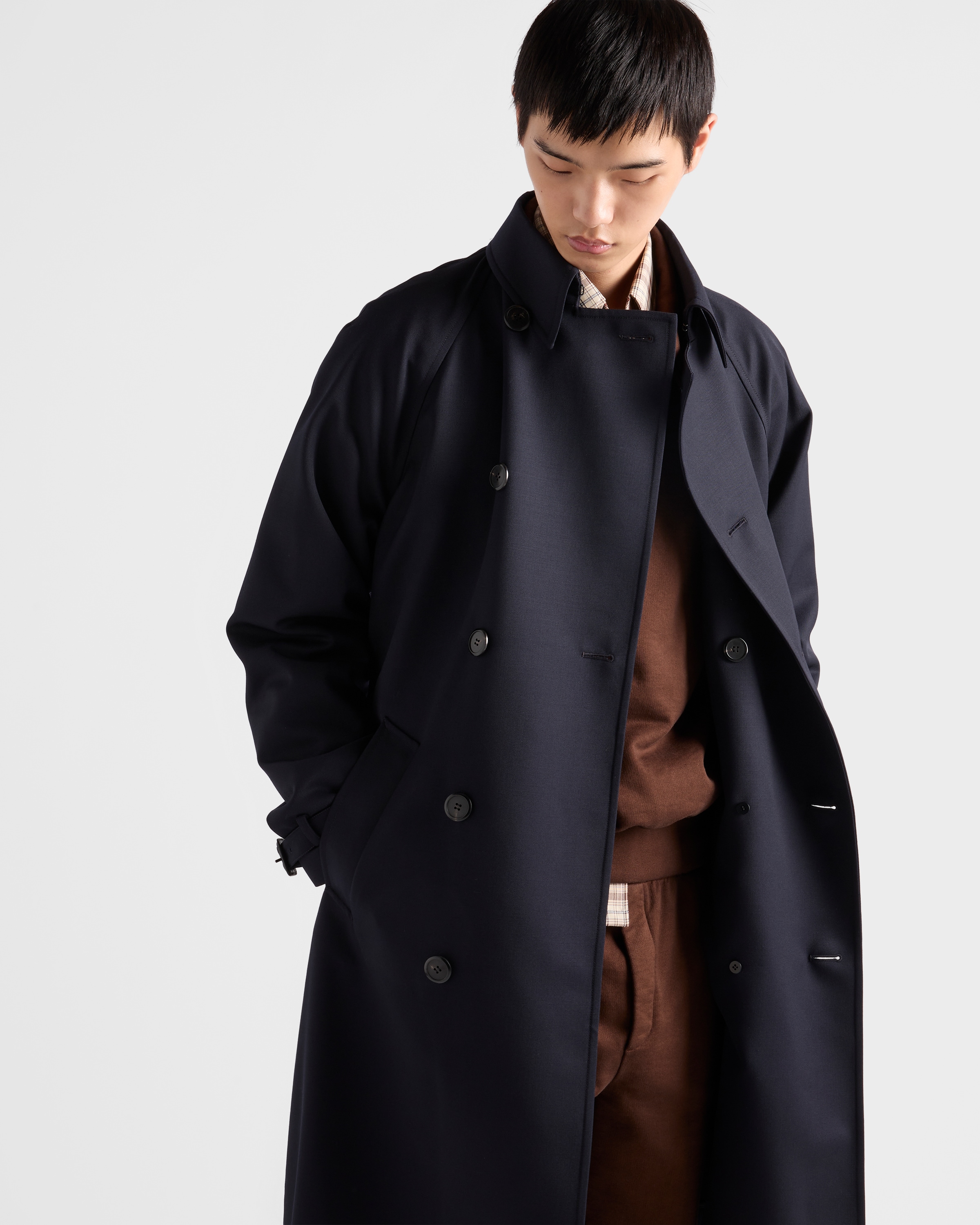 ネイビー ウール コート | PRADA