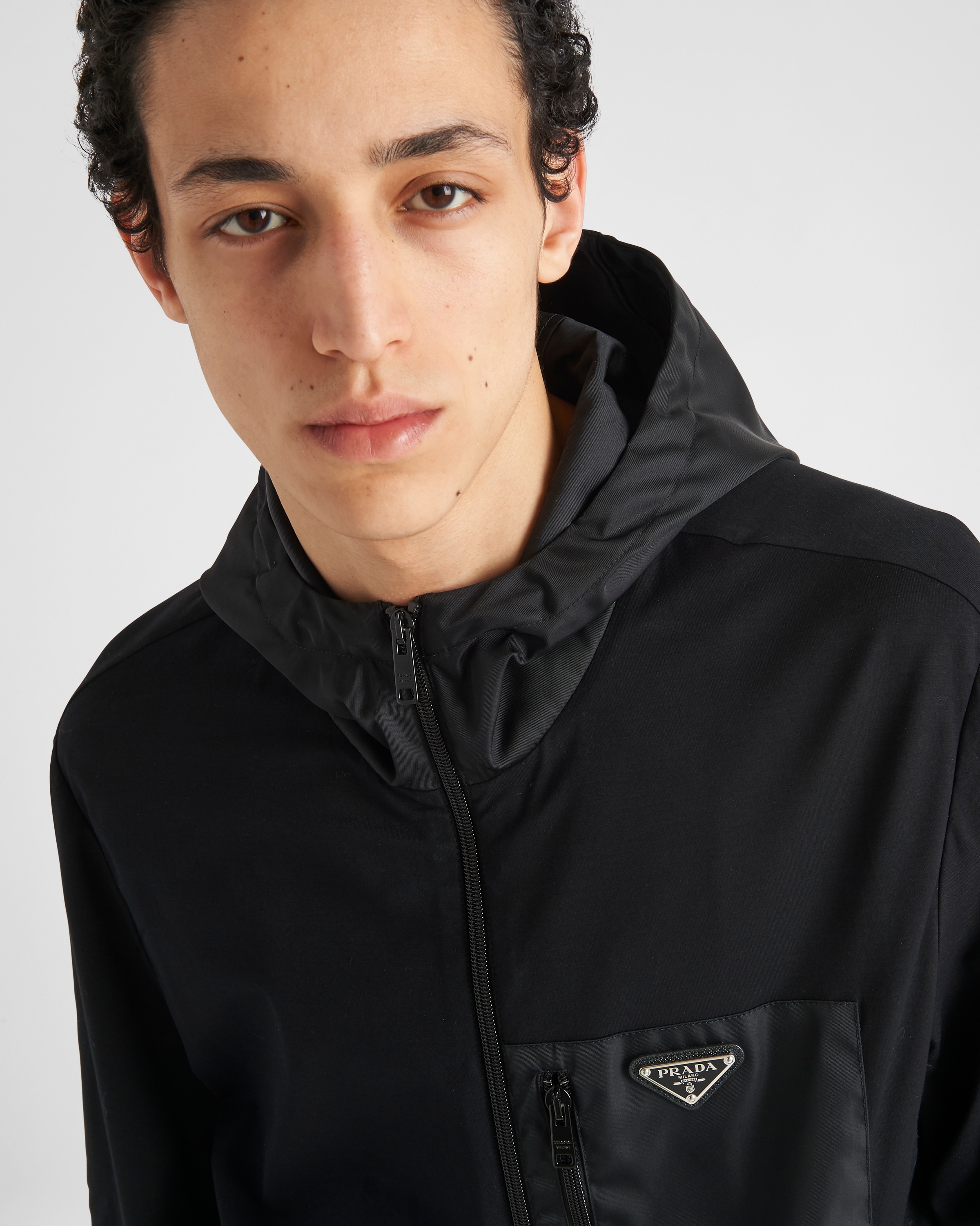 ブラック テクニカルコットンX Re-nylon カーディガン | PRADA