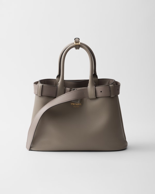 Clay Grey Prada Buckle Small Leather Handbag With Belt | PRADA