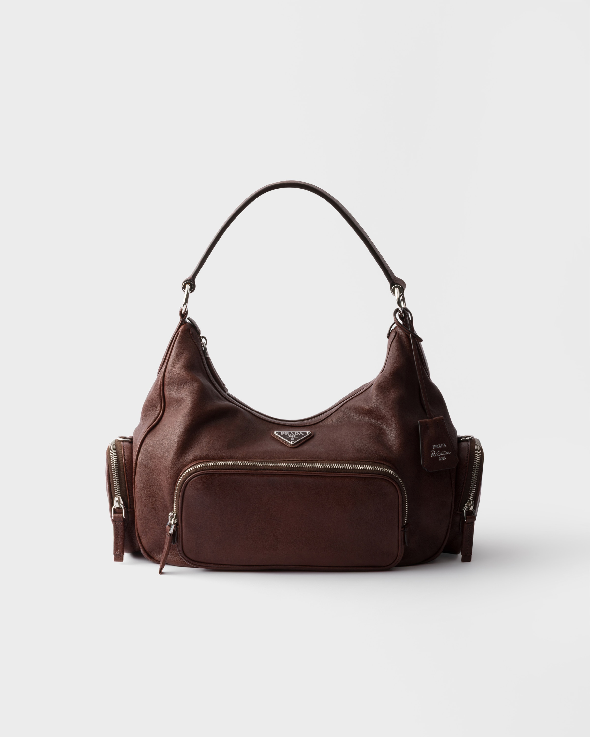 Cocoa Brown Medium Washed Leather Bag | PRADA
