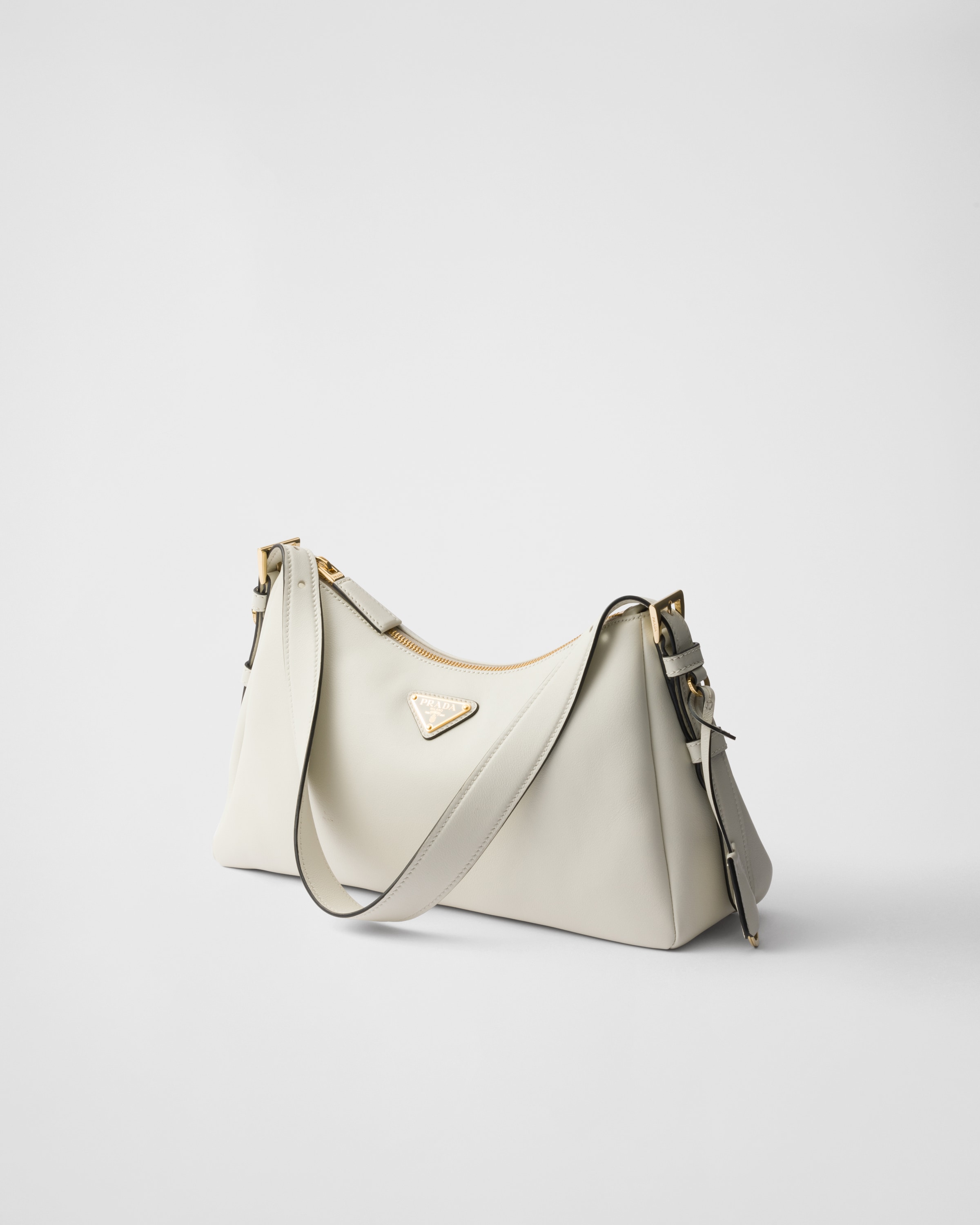 White Prada Aimée Medium Leather Shoulder Bag | PRADA