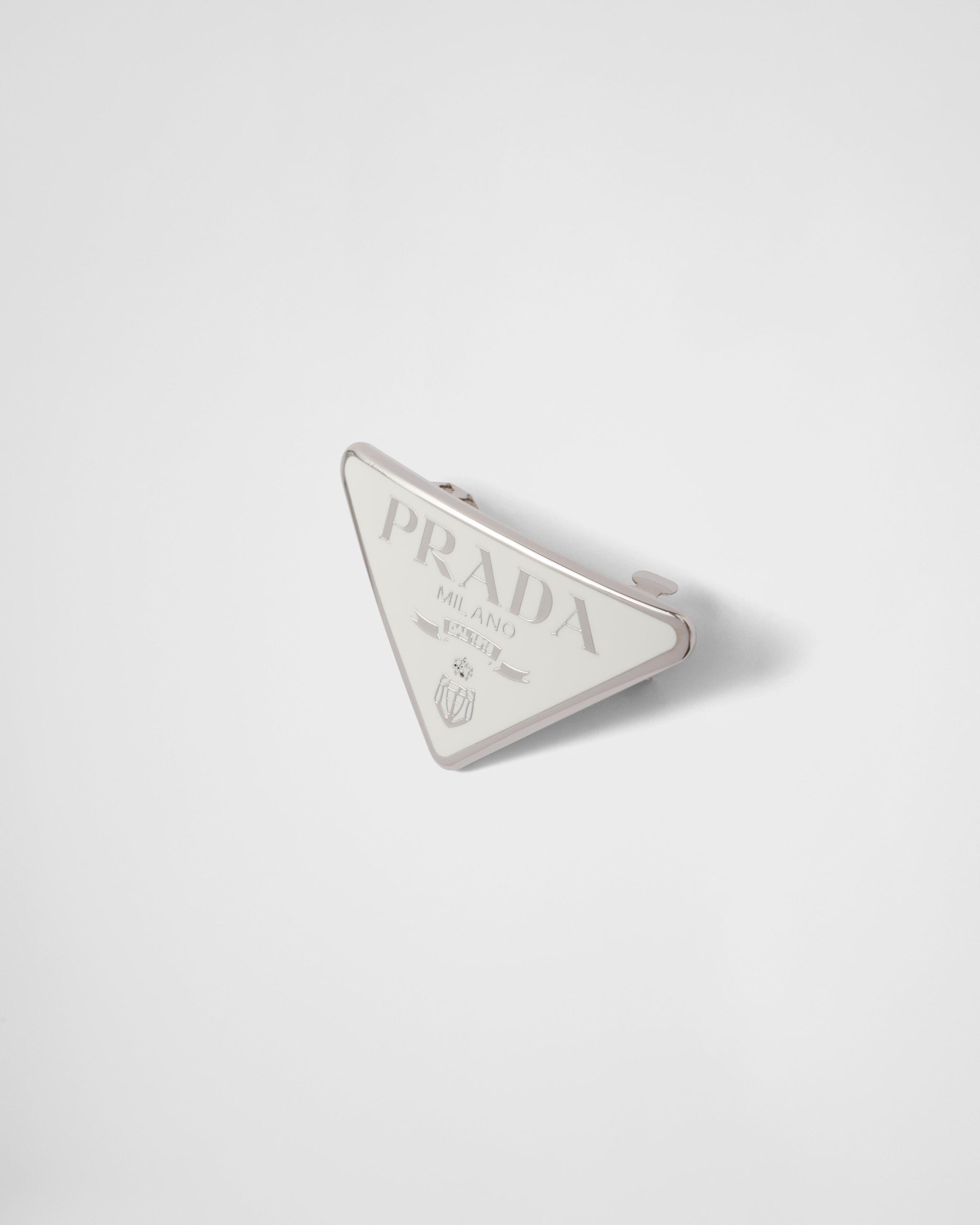 White Metal Hair Clip | PRADA