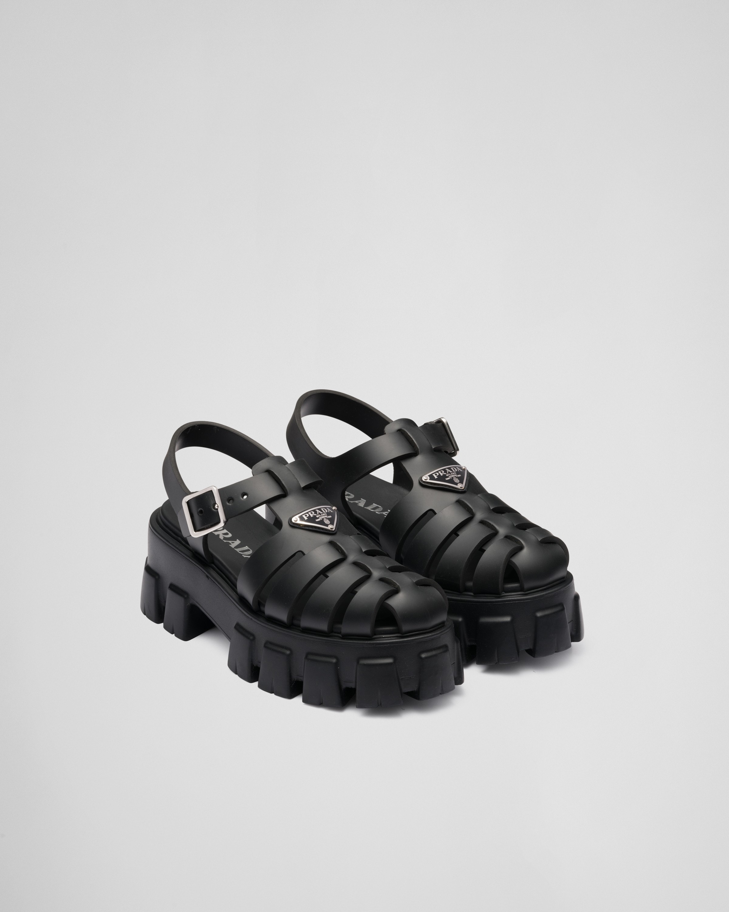 Black Rubber Monolith Sandals | PRADA