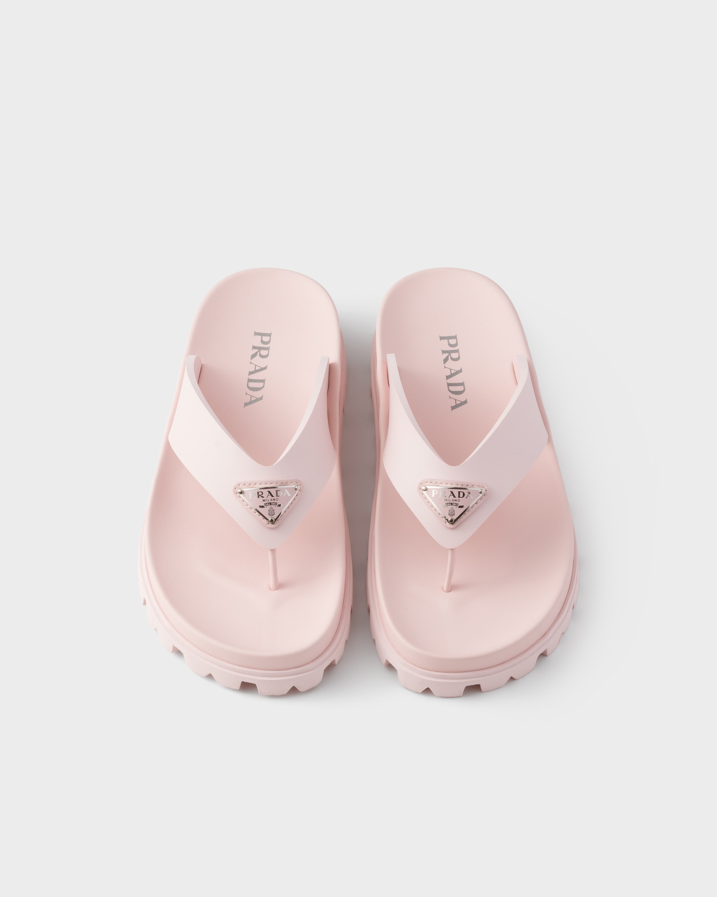 Alabaster Pink Rubber Thong Sandals | PRADA