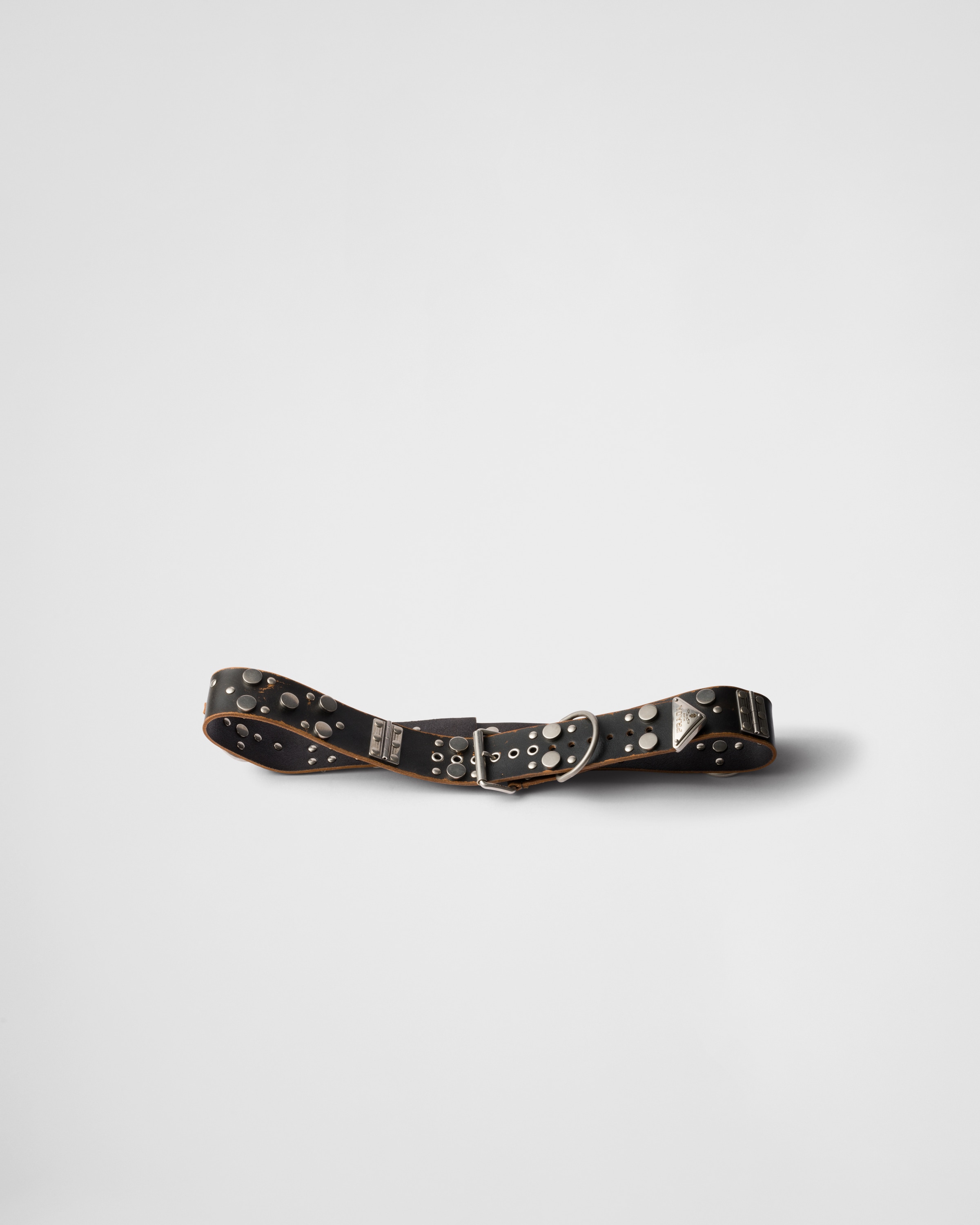 ブラック スタッズ付レザーベルト | PRADA