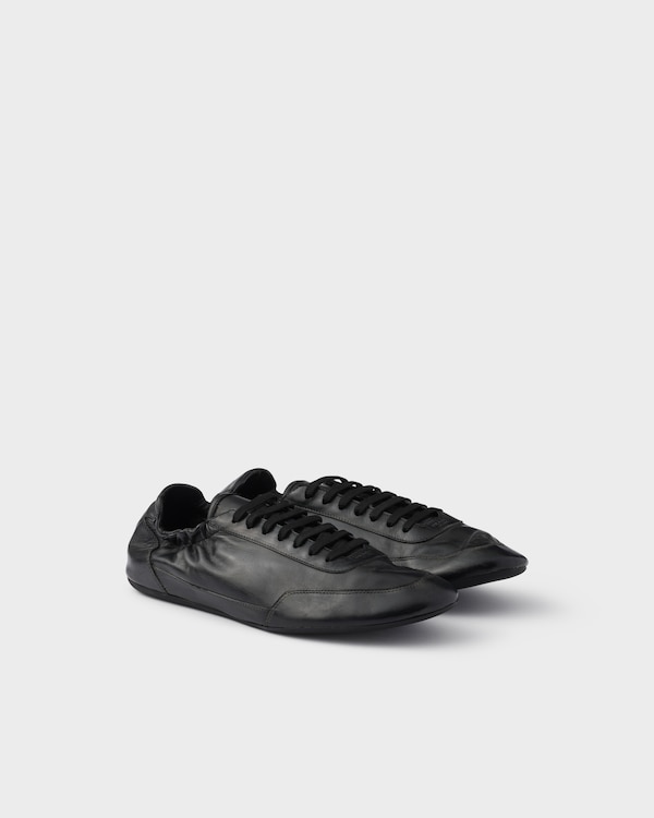 Schwarz Elastische Collapse Sneaker Aus Re-nylon Und Wildleder | PRADA