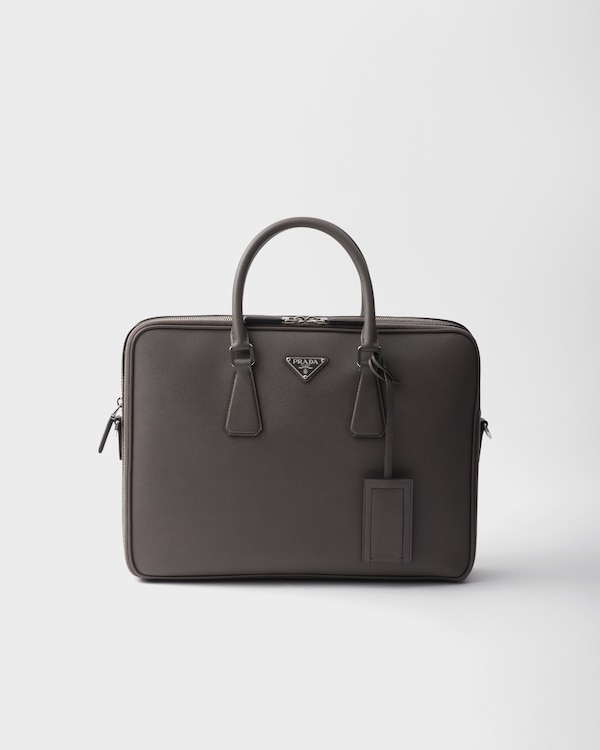 ブラック サフィアーノレザー ブリーフケース | PRADA